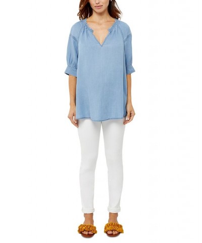 Chambray Peasant Maternity Top Chambray $31.68 Tops