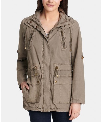 Women's Hooded Utility Jacket Grey $43.46 Jackets