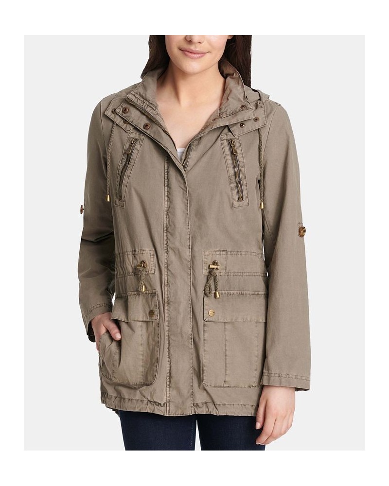 Women's Hooded Utility Jacket Grey $43.46 Jackets