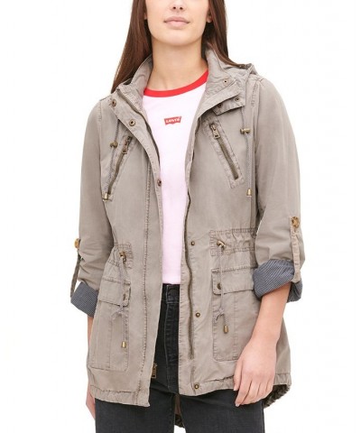 Women's Hooded Utility Jacket Grey $43.46 Jackets