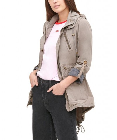 Women's Hooded Utility Jacket Grey $43.46 Jackets