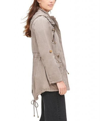 Women's Hooded Utility Jacket Grey $43.46 Jackets