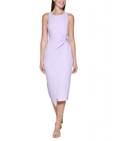 Twist-Front Scuba-Crepe Sheath Dress Purple $49.50 Dresses