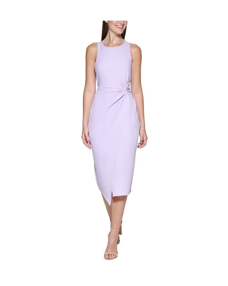 Twist-Front Scuba-Crepe Sheath Dress Purple $49.50 Dresses