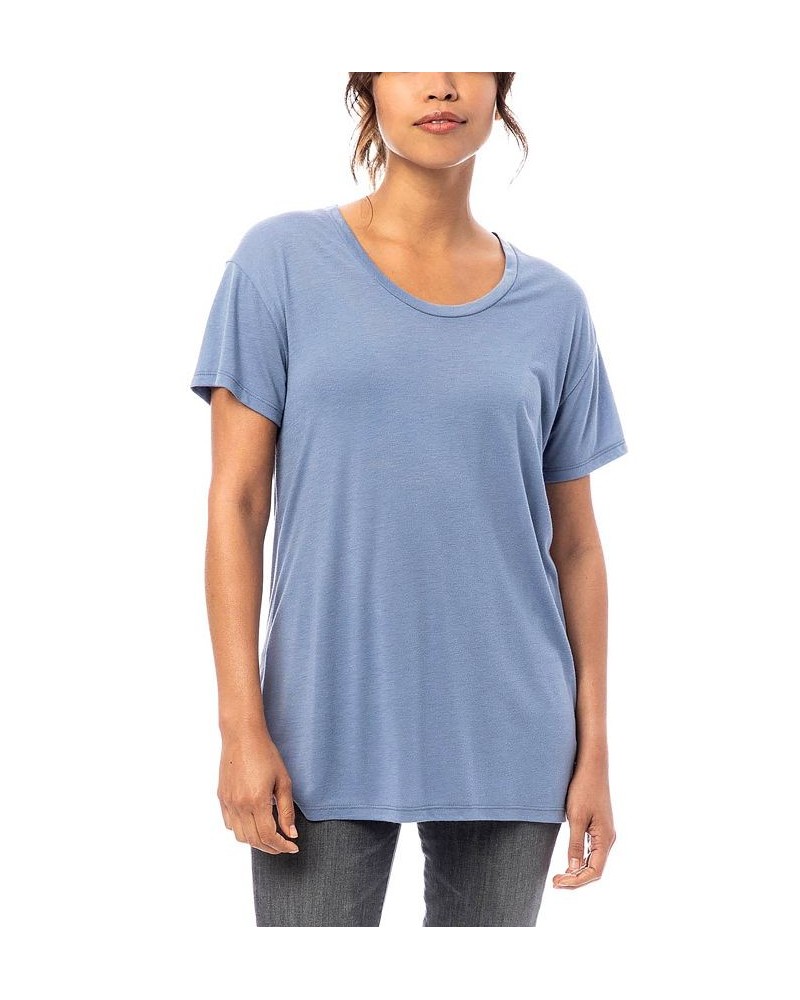 Alternative Apparel Kimber Slinky Jersey Women's T-shirt Blue $13.20 Tops