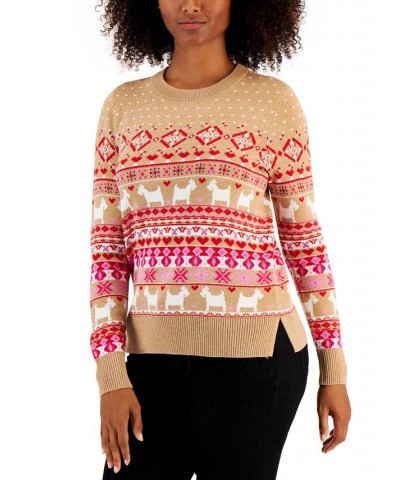 Women's Fair Isle Sweater Warm Camel Heather Combo $16.34 Sweaters