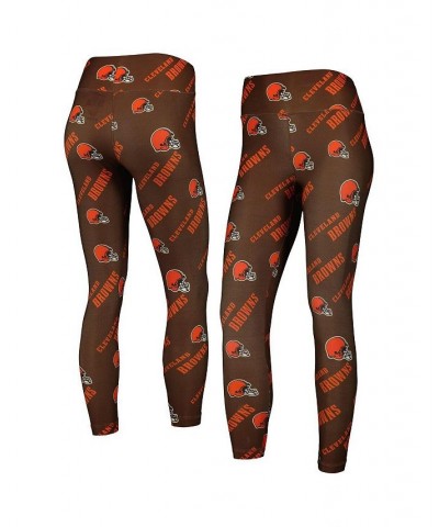 Women's Brown Cleveland Browns Breakthrough Allover Print Leggings Brown $23.40 Pants