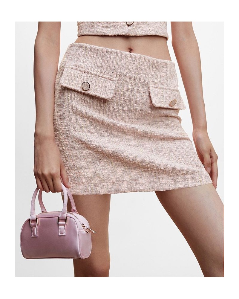 Women's Buttoned Tweed Skirt Light Pink $34.40 Skirts