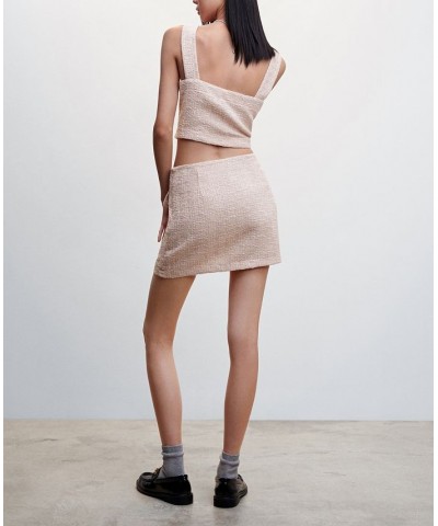 Women's Buttoned Tweed Skirt Light Pink $34.40 Skirts