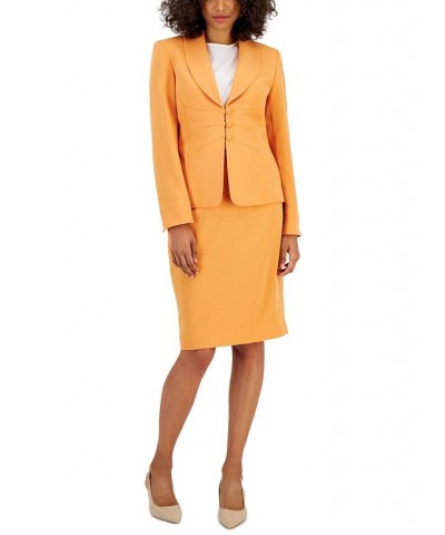 Shawl-Collar Slim Skirt Suit Regular and Petite Sizes Orange $75.20 Suits