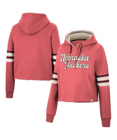 Women's Scarlet Nebraska Huskers Retro Cropped Pullover Hoodie Scarlet $30.24 Sweatshirts