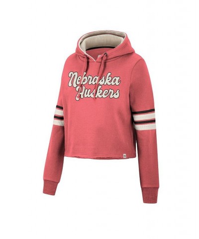 Women's Scarlet Nebraska Huskers Retro Cropped Pullover Hoodie Scarlet $30.24 Sweatshirts