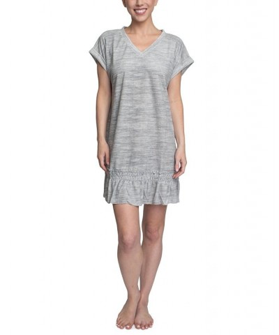 Women's Flounce-Hem Lounge Dress Gray $18.40 Sleepwear