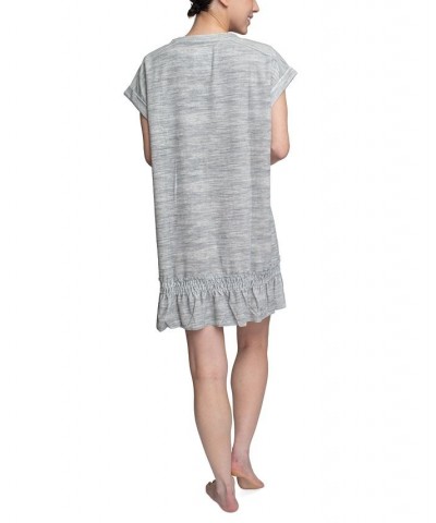 Women's Flounce-Hem Lounge Dress Gray $18.40 Sleepwear