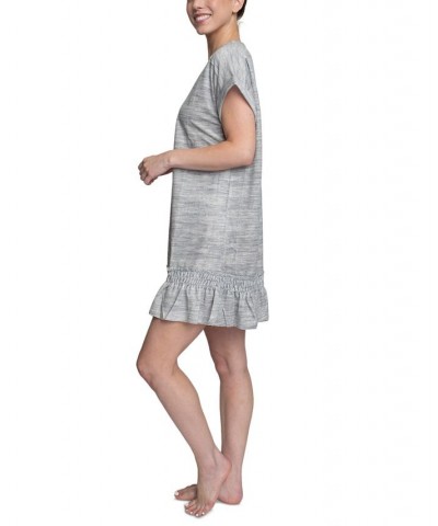 Women's Flounce-Hem Lounge Dress Gray $18.40 Sleepwear