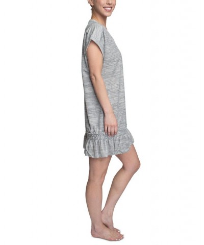 Women's Flounce-Hem Lounge Dress Gray $18.40 Sleepwear