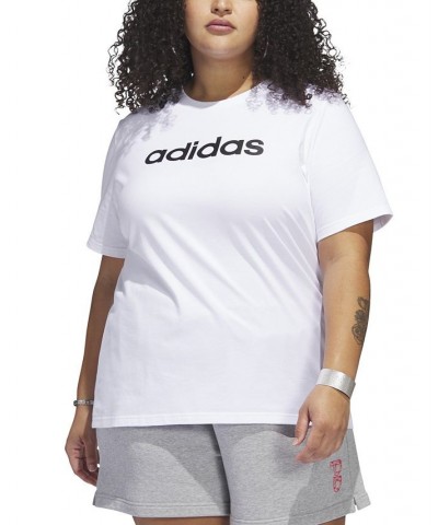 Plus Size Cotton Crewneck Logo-Print Tee White / Black $13.50 Tops