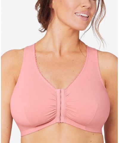 Women's Full Figure Plus Size Complete Comfort Wirefree Cotton T-Back Bra Pink $17.64 Bras