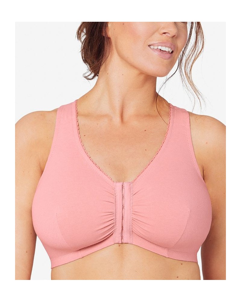 Women's Full Figure Plus Size Complete Comfort Wirefree Cotton T-Back Bra Pink $17.64 Bras