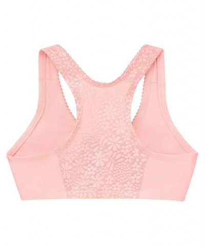 Women's Full Figure Plus Size Complete Comfort Wirefree Cotton T-Back Bra Pink $17.64 Bras