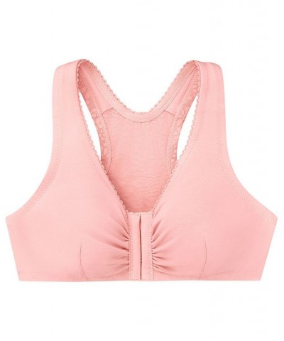 Women's Full Figure Plus Size Complete Comfort Wirefree Cotton T-Back Bra Pink $17.64 Bras