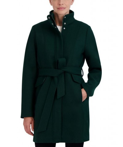 Women's Single-Breasted Belted Walker Coat Green $57.60 Coats