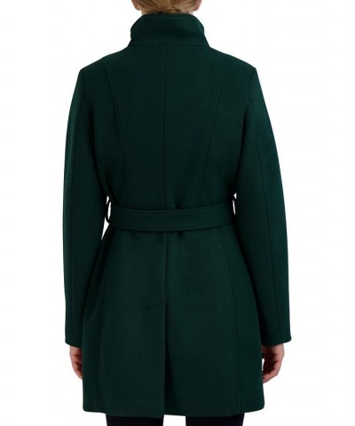 Women's Single-Breasted Belted Walker Coat Green $57.60 Coats