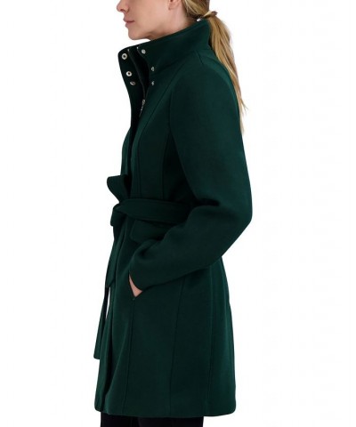 Women's Single-Breasted Belted Walker Coat Green $57.60 Coats