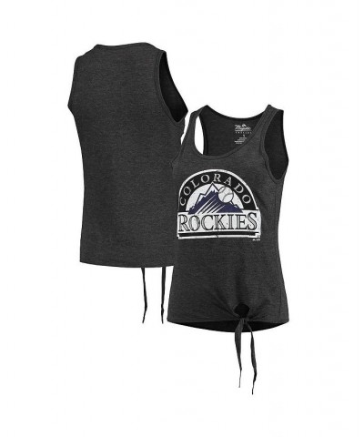 Women's Threads Black Colorado Rockies Scoop Neck Racerback Side Tie Tri-Blend Tank Top Black $22.50 Tops