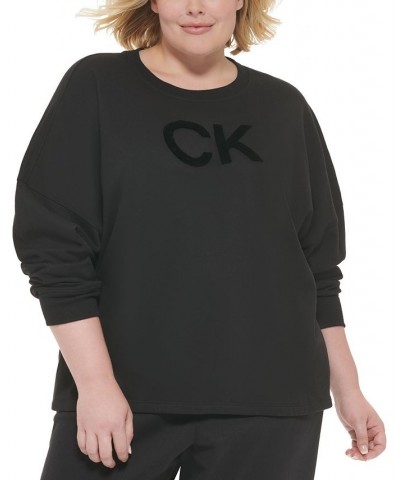 Plus Size Logo Fleece Crewneck Sweatshirt Black $19.24 Sweatshirts