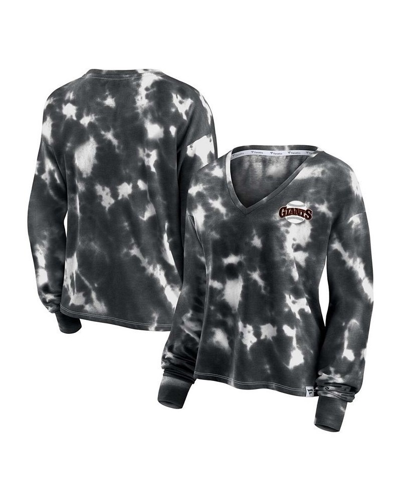 Women's White Black San Francisco Giants Tie-Dye V-Neck Pullover Sweatshirt White, Black $28.59 Sweatshirts