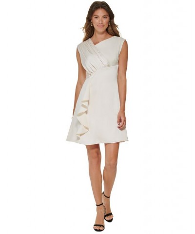 Women's Asymmetrical Pleated-Bodice Dress Buttercream $36.96 Dresses