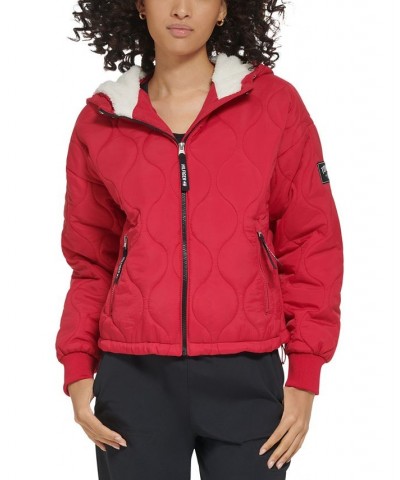 Women's Lightweight Quilted Hooded Jacket Pink $46.61 Jackets