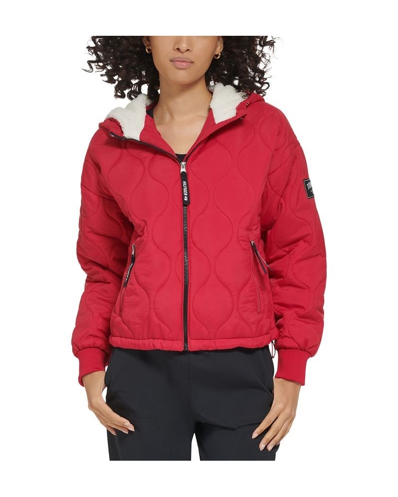 Women's Lightweight Quilted Hooded Jacket Pink $46.61 Jackets