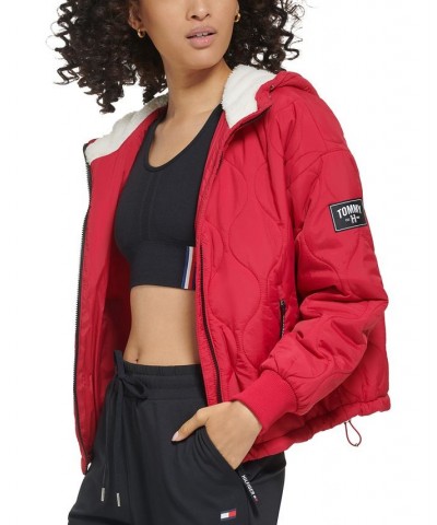 Women's Lightweight Quilted Hooded Jacket Pink $46.61 Jackets