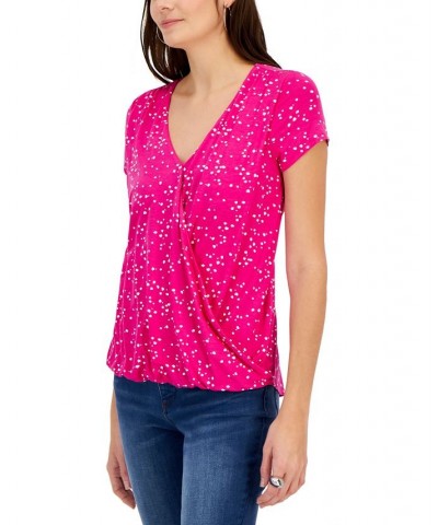 Women's Printed Draped Surplice Top Claudia Ditsy A $17.86 Tops