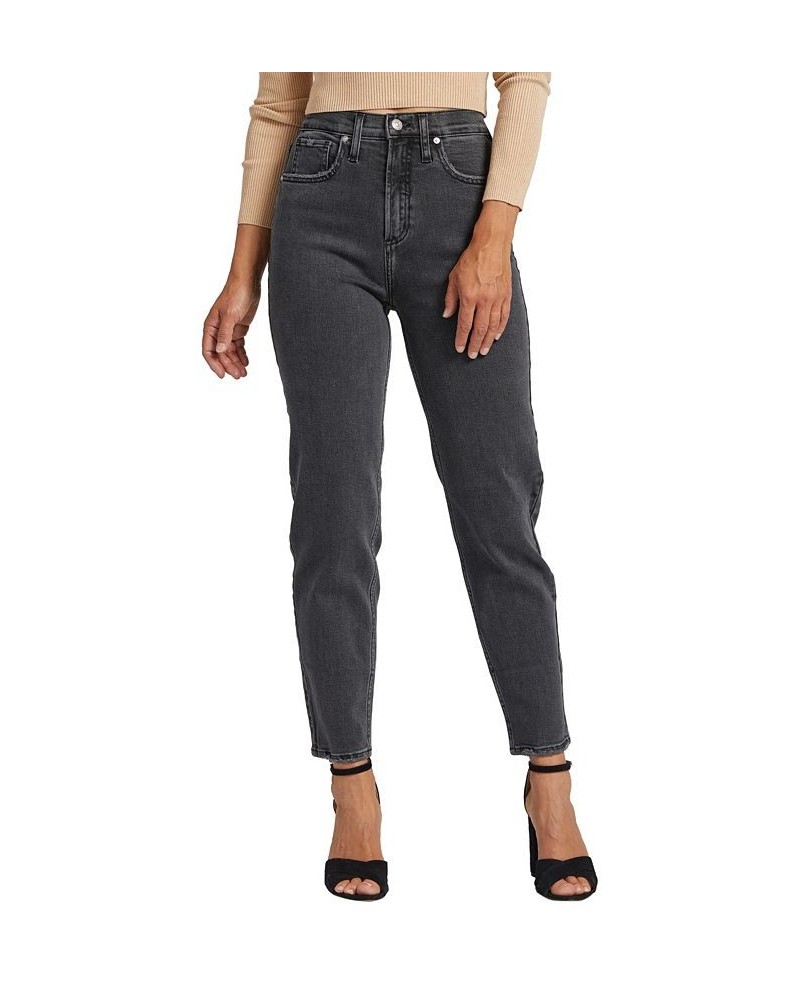 Women's Highly Desirable High Rise Straight Leg Jeans Black $35.20 Jeans