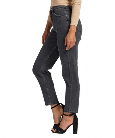 Women's Highly Desirable High Rise Straight Leg Jeans Black $35.20 Jeans