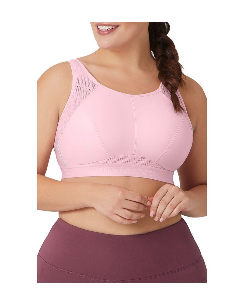 Full Figure Plus Size No-Sweat Mesh Sports Wirefree Bra Pink $21.58 Bras