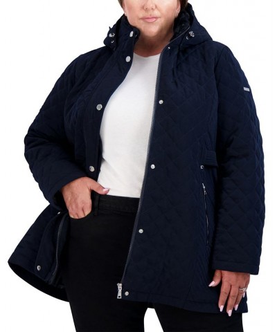 Women's Plus Size Cozy-Lined Hooded Quilted Coat Blue $65.60 Coats