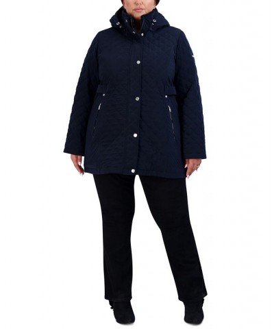 Women's Plus Size Cozy-Lined Hooded Quilted Coat Blue $65.60 Coats