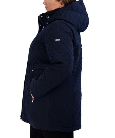 Women's Plus Size Cozy-Lined Hooded Quilted Coat Blue $65.60 Coats