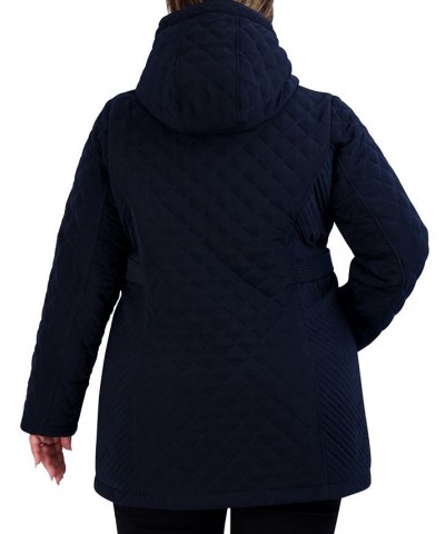 Women's Plus Size Cozy-Lined Hooded Quilted Coat Blue $65.60 Coats