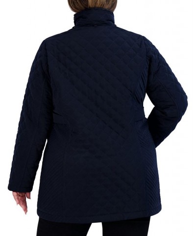 Women's Plus Size Cozy-Lined Hooded Quilted Coat Blue $65.60 Coats