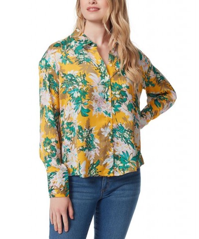 Women's Printed Dropped-Shoulder Long-Sleeve Shirt GOLDEN ROD $25.37 Tops