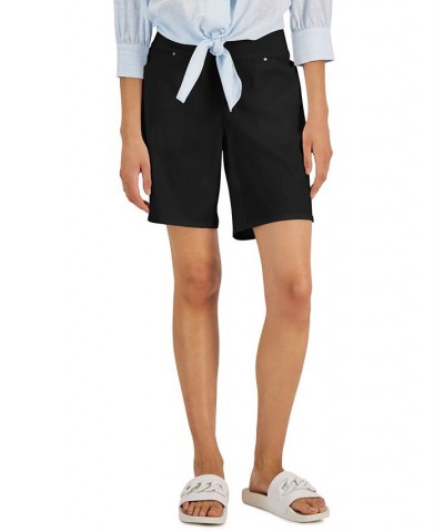 Women's Curvy Mid Rise Pull-On Bermuda Shorts Black $16.45 Shorts