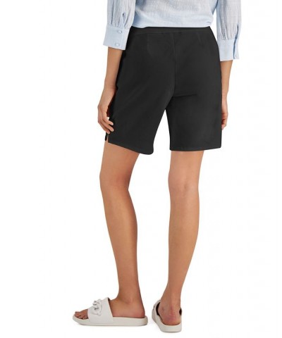 Women's Curvy Mid Rise Pull-On Bermuda Shorts Black $16.45 Shorts