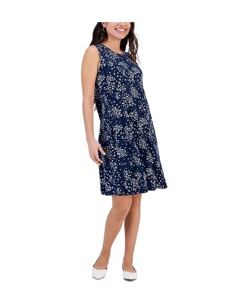 Petite Sleeveless Floral Flip-Flop Dress Blossom Blue $14.60 Dresses