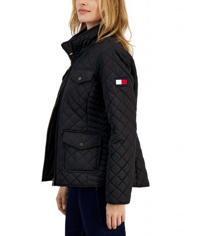 Women's Quilted Zip-Up Jacket Black $34.40 Jackets