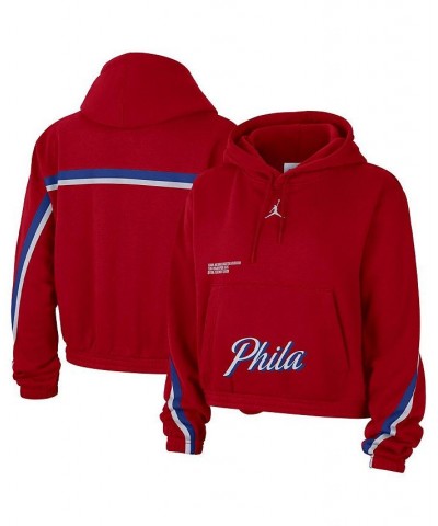 Women's Brand Red Philadelphia 76ers Courtside Statement Edition Pullover Hoodie Red $43.34 Sweatshirts